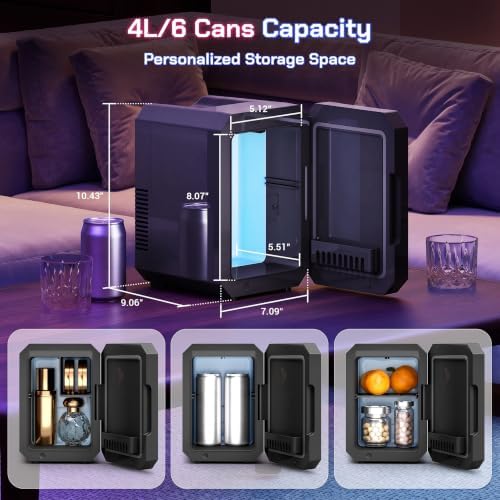 ELECWISH 4L/6 Can Mini Fridge with Gaming Lights, Fast Cooler and Warmer - Image 2