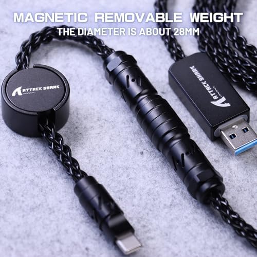 ATTACK SHARK C07 Custom Braided Aviator Cable with Light Up RGB-Black - Image 2