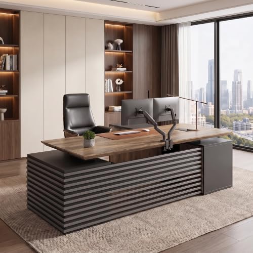 86.6" Executive Standing Desk with Locking Drawers and Charging Station by GTBLACKTURNSTONE