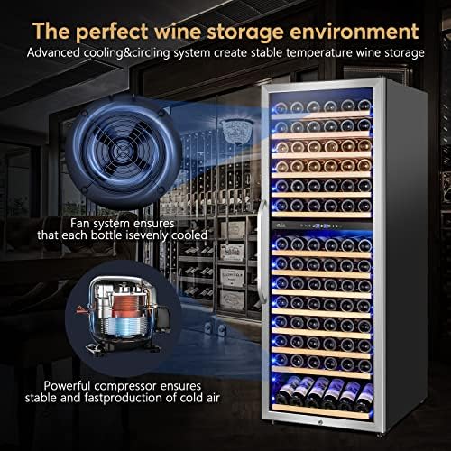 24 Inch Wine Cooler Fridge Dual Zone, Professional Large Capacity High Wine Refrigerator with Powerful Compressor, Quiet Operation and Elegant Design-KMHJ408D - Image 5