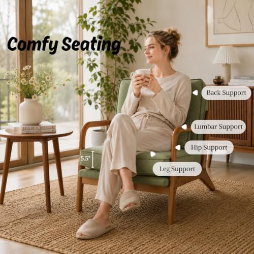 Karl home Mid-Century Modern Accent Reading Chair, Green - Image 3