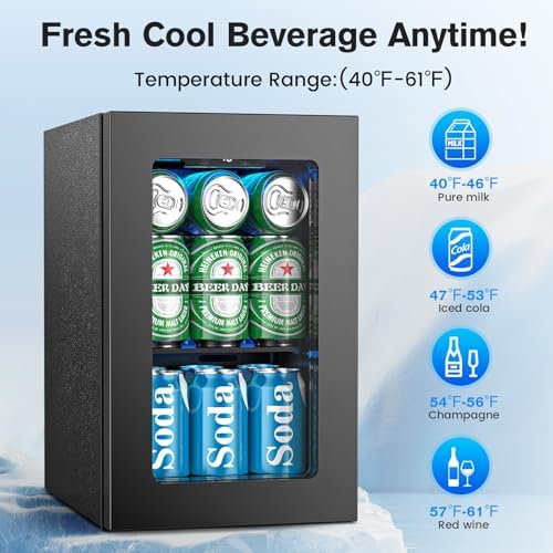 Electactic 24 Cans Beverage Refrigerator Cooler, Mini Fridge Countertop Drink Cooler for Soda, Canned Beer, Adjustable Digital Temperature Control for Home Dorm Office, Black - Image 4