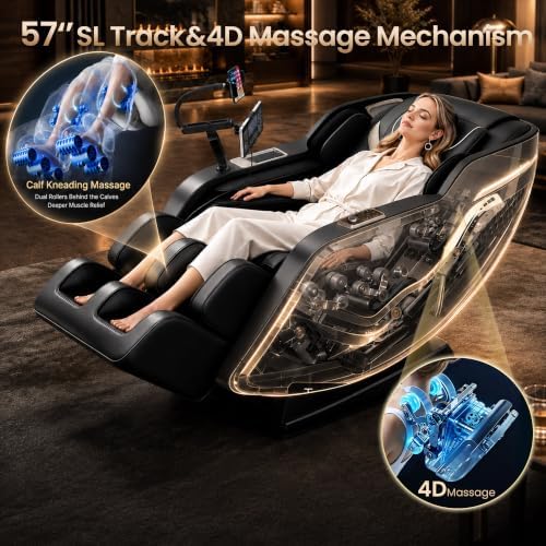 Luxury 4D Full Body Massage Chair with Calf Kneading, Zero Gravity SL-Track Shiatsu Recliner ,18 Auto Modes & 6 Massage Techniques,Lumbar & Calf Heating,Foot Roller,Voice/App/Touch Control,Body Scan - Image 3