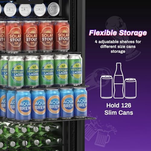 Velivi Gaming Mini Fridge with Led Lights, 3.2 Cu Ft Gaming Light Up Glass Door Beverage Refrigertor Small Lockable Drink Cooler For For Soda Beer, Cyberpunk Gaming Rooms Bar Home Party - Image 3