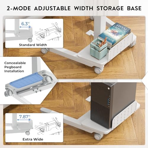 BONTEC Mobile Standing Desk, Adjustable Height, 23.6 x 20.5 Inch, White - Image 5