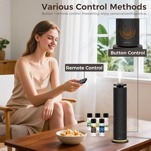 Hotel Scent Diffuser, Waterless Scent Diffuser for Home, Quiet Operation, Suitable for Living Rooms, Offices, and Hotels,Contains Five Aromatherapy Essential Oils，Black - Image 5