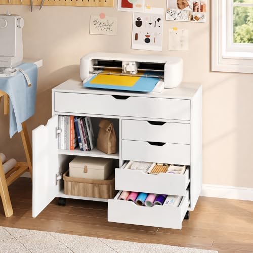 DEVAISE 5 Drawer Wood Storage Cabinet, Office Drawer Cabinet, White - Image 2