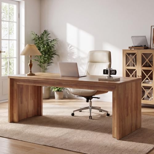 Tribesigns 78-Inch Extra Long Home Office Desk, 2 Person Wood Computer Desk for Office, Rustic Rectangular Writing Table, Easy Assembly, Brown by Tribesigns