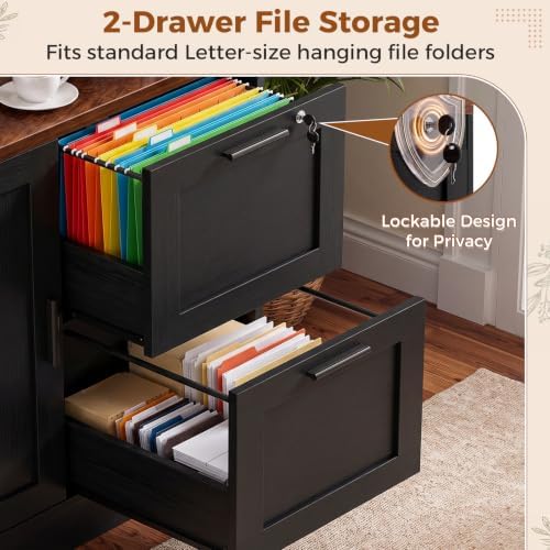 Homieasy Vertical File Cabinet Bookcase with Printer Stand & Outlet, 2 Pack - Image 5