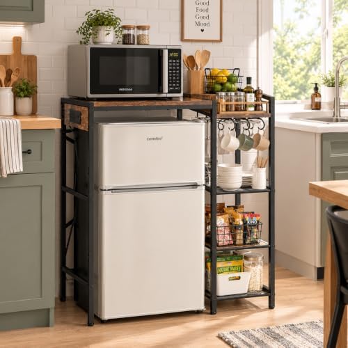 Yuyetuyo Mini Fridge Stand Shelf with Storage for Dorm and Kitchen - Image 5