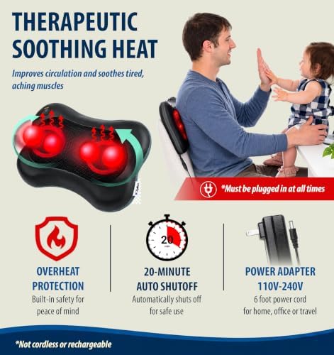 Zyllion ZMA-13 Back and Neck Massager with Heat for Pain Relief, Black - Image 3