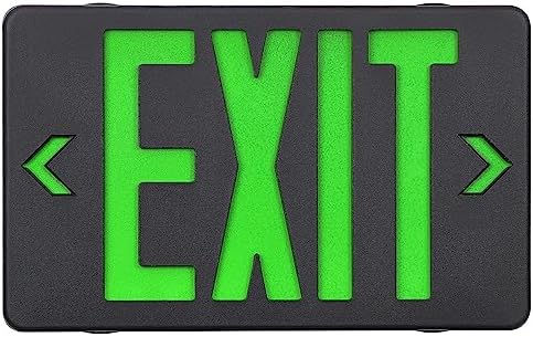 GZRUIYANG Green Exit Sign with Black Housing, LED Emergency Exit Light with Battery Backup, UL Listed, AC 120/277V, Exit Signs with Emergency Lights, Commercial Emergency Lights for Business - 1 Pack by GZRUIYANG