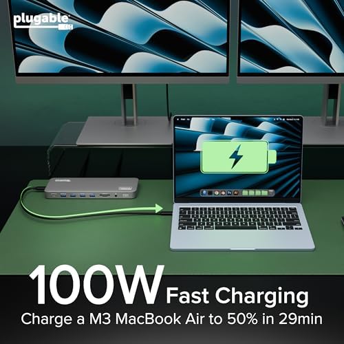 Plugable USB C Docking Station, Dual Monitor 4K 60Hz 2X HDMI or DisplayPort - Image 5