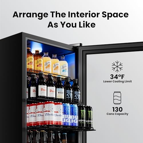 Yeego Beverage Refrigerator Drink Cooler, 130 Cans Mini Fridge - Image 4