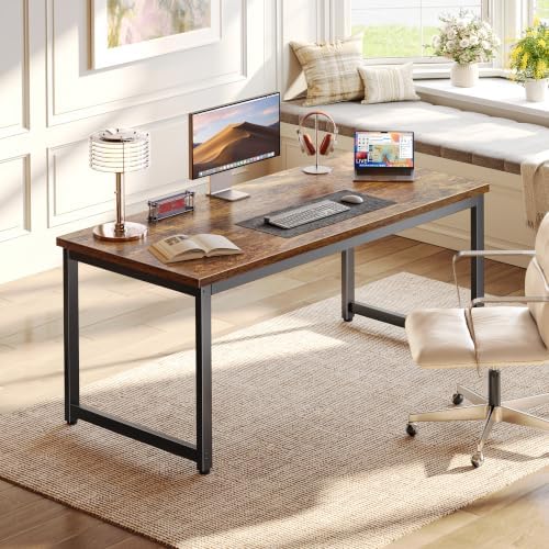 PRAISUN 47.2 x 19.7 Inch Computer Desk, 0.95'' Thicker, Duty, Rustic Brown - Image 2
