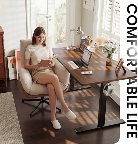 CubiCubi Electric Height Adjustable Standing Desk 40x24 Inch, Dark Walnut - Image 2