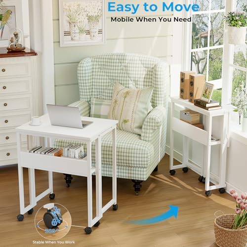 GreenForest Folding Desk with Wheels, 31.5" Rolling Table for Small Spaces - Image 4