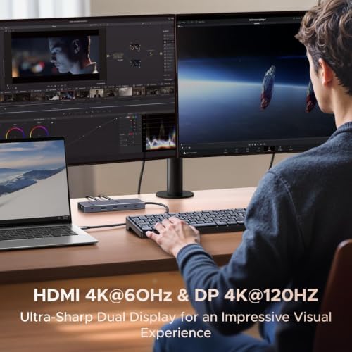 UGREEN USB C Docking Station Dual Monitor, 11-in-1 Dock with HDMI and DP - Image 3