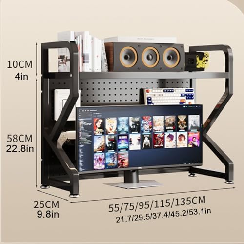 Desktop Hutch Bookshelf,Metal Desktop Bookcase with Pegboard, Desk Shelf,Countertop Storage Organizer Rack for Dorm Or Office,Vanity,Bedroom,Bathroom(Black,38in/95cm) - Image 7