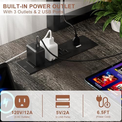 Aheaplus 59" L Shaped Desk Gaming Desk with LED Light & Power Outlet - Image 5