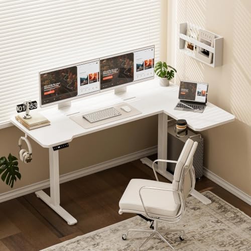 Acrolix L Shaped Electric Standing Desk,43x31.5 Reversible,White - Image 2