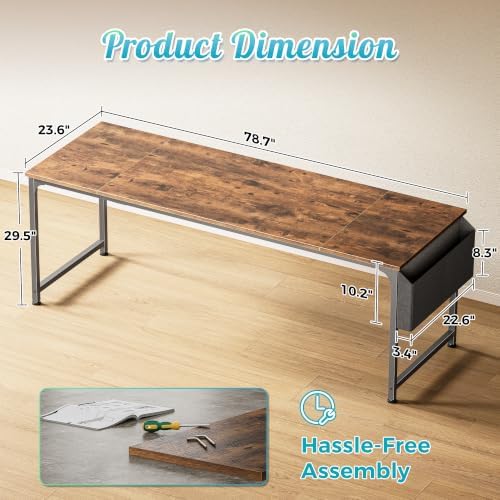 PRAISUN 79'' Computer Desk with Fabric Storage Bag - Image 3