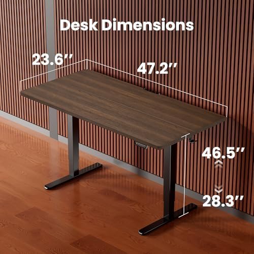 ErGear Height Adjustable Electric Standing Desk, 48 x 24 Inches Sit Stand up Desk, Memory Computer Home Office Desk, Dark Walnut - Image 3