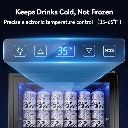 Tehanld 2.5 Cu.Ft Beverage Fridge, Glass Door Mini Fridge, Black, 96 Can - Image 4