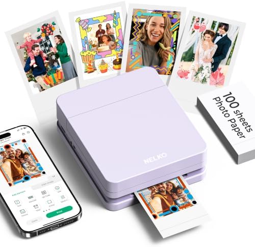 Nelko PP01 Photo Printer, 2x3 Portable Mini Printer with 100 Sheets, Purple by NELKO