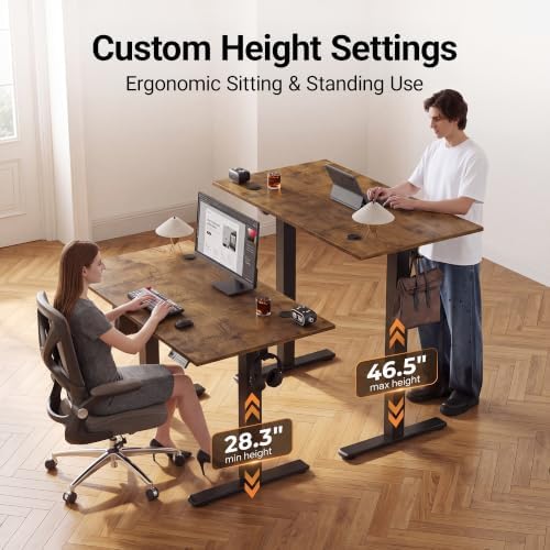 Claiks 48 x 24 Inch Rustic Brown Electric Standing Desk - Image 5