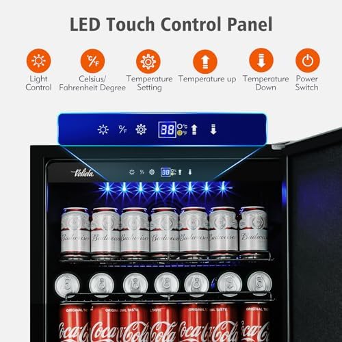 24 Inch Outdoor Beverage Refrigerator Cooler,Stainless Steel Wide Refrigerator for 210 Cans,Fit Perfectly for 24" Space Built-in Counter or Freestanding with powerful and quiet cooling system - Image 5