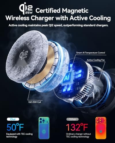 7 in 1 Qi2.2 25W Magnetic Charger Cooling Wireless Charging Station Speaker - Image 3