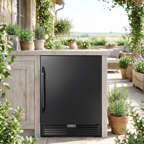 24 Inch Beverage Refrigerator–210 Can Large Capacity Beverage Fridge with French Door, Built-in or Freestanding Under Counter Outdoor Beverage Cooler with Reversible Door, Black - Image 3