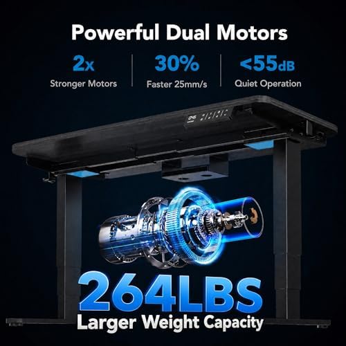 HUANUO 3-Stage Dual Motor Electric Standing Desk Frame, 265 lbs, Black - Image 4