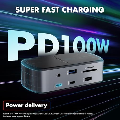 Type C 14 in 1 Wozoyo Docking Station, PD 100W, 2X4K@60Hz HDMI, 4K DisplayPort, 2XType-C 10Gbps, USB 10Gbps, Gigabit Ethernet, AUX Port, Compatible Thunderbolt 4, macOS, Windows, Android & iOS - Image 6