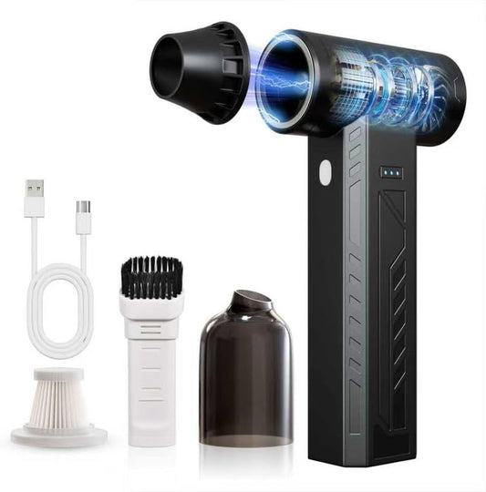 Compressed Air Duster 480000RPM Electric Air Duster Variable Speed 580G 4 Gear Adjustable Rechargeable Cordless Jet Dry Blower Turbo Fan Dryer Air Blower Mini Car Vacuum Cleaner Black Knight by Lageich