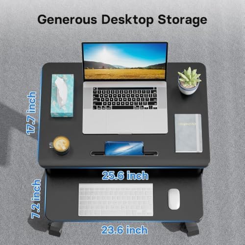 BONTEC Mobile Standing Desk with Keyboard Tray, Mobile Podium on Wheels - Image 4