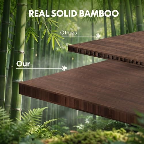 FLEXISPOT 55" x 28" Solid Bamboo Standing Desk, Walnut & Black Frame - Image 5