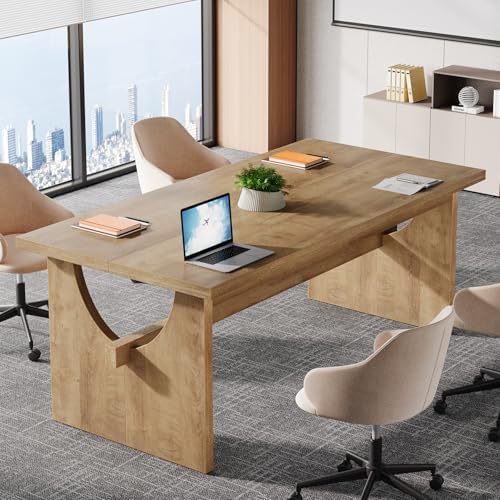 Tribesigns Executive Office Desk, 63-Inch Farmhouse Computer Desk, Large Writing Study Conference Table with Sturdy Legs, Business Workstation Table for Home Office, Rustic Brown - Image 5