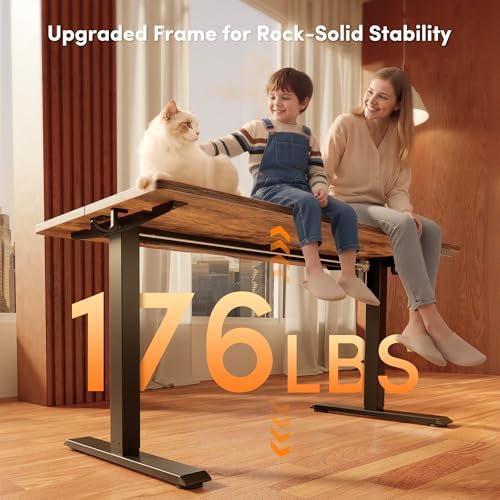 FEZIBO 40 x 24 Inchs Electric Standing Desk, Height Adjustable, Sit Stand Up, Computer Office Desk with Splice Board, Black Frame/Rustic Brown Top - Image 4
