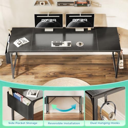 PRAISUN 79'' Computer Desk with Fabric Storage Bag - Image 4