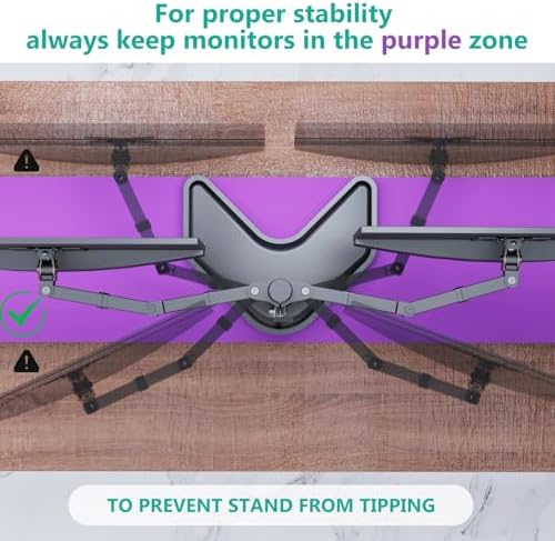 WALI Free Standing Dual Monitor Stand for 13-27 inch Screens,22 lbs per Arm - Image 5