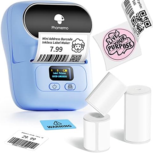 Phomemo M110 Label Maker with 3 Tapes, Bluetooth Thermal Printer, Blue by Phomemo