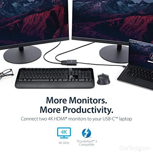 StarTech USB-C to Dual HDMI MST Hub, 4K 30Hz/1080p 60Hz, TB3/TB4/USB4 - Image 7
