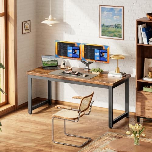 PRAISUN 47.2 x 19.7 Inch Computer Desk, 0.95'' Thicker, Duty, Rustic Brown - Image 4