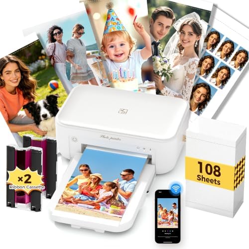 HPRT 4X6 Photo Printer for iPhone & Android, with 108 Sheets & 2 Ink Ribbon by HPRT