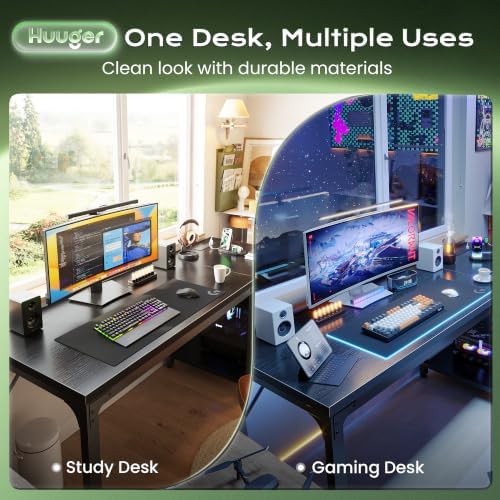 Huuger 55'' x 19.7'' Computer Desk with Power Outlets, 0.95'' Thick Desktop - Image 3