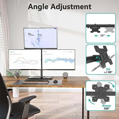 WALI Triple Monitor Stand, Height Adjustable Free-Standing Monitor Desk Mount, fits 3 Computer Screens up to 27 Inch, Holds up to 22lbs per Arm (GMF003) - Image 6