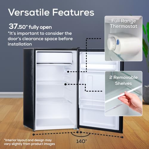 Igloo 3.2 Cu.Ft. Mini Fridge with Freezer - Single Door Compact Refrigerator with Glass Shelves for Homes, Dorms & Offices- Keep Snacks, Drinks & Frozen Foods Cool with Temperature Control Mini Fridge - Image 5