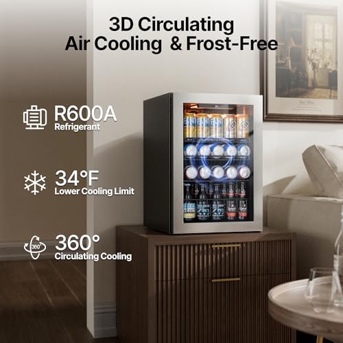 Ca'Lefort 85 Cans Mini Fridge, Beverage Refrigerator Cooler for Drink, Beer - Image 4